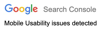 Google error reporting, mobile usability issues